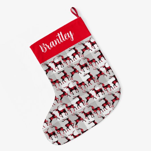 Buffalo-kalmerende rendieren op grijze buffelplaat grote kerstsok (Achterkant (Hangend))