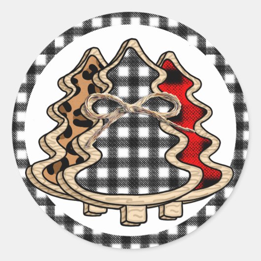 Buffalo kerstboom ronde sticker (Voorkant)