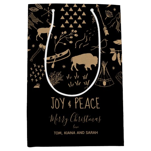 Buffalo Kraft Paper Joy & Peace ID599 Medium Cadeauzakje (Voorkant)