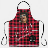Buffalo met aangepaste foto-Logo Coffee Winkelkap Schort (Voorkant)