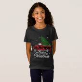 Buffalo met kerstboompjes Rood vrachtwagen T-shirt (Voorkant volledig)