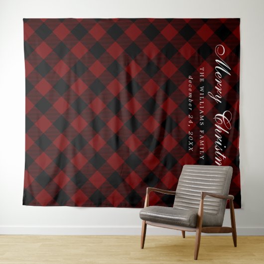 Buffalo met kerstfoto's achtergrond wandkleed (In Situ (horizontaal))