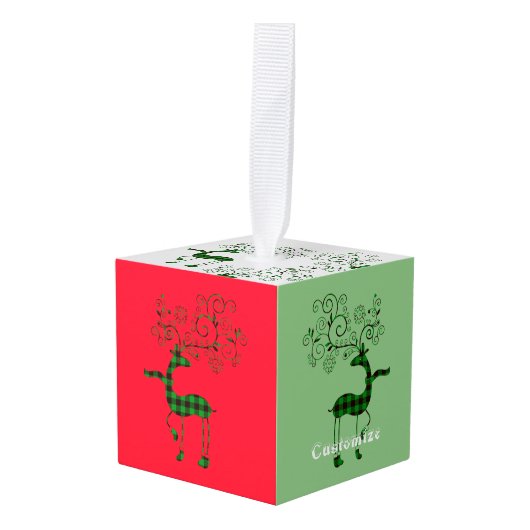 Buffalo met kerstmis deer Thunder_Cove Kubus Ornament (Voorkant hoekig)