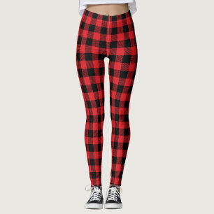 Buffalo met kerstrood en zwarte cheque leggings