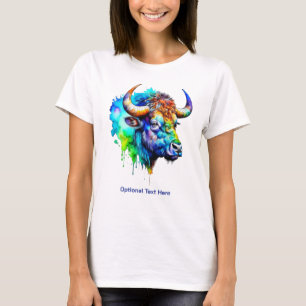 Buffalo Multicolor verfdruppelaar Waterverf T-shirt
