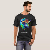 Buffalo Multicolor verfdruppelaar Waterverf T-shirt (Voorkant volledig)