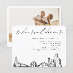 Buffalo New York Bruiloft Elegant repetitie diner Informatiekaartje