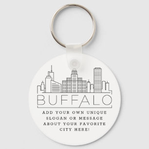 Buffalo, New York gestileerde Skyline   Aangepaste Sleutelhanger