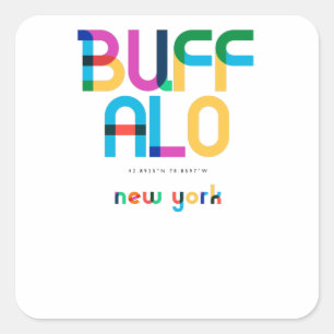 Buffalo New York Mid Century, Pop Art, Vierkante Sticker