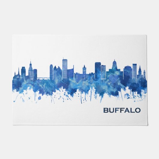 Buffalo New York Skyline Blue Deurmat (Voorkant)