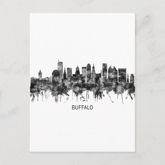 Buffalo New York Skyline BW Uitnodiging Briefkaart (Voorkant)