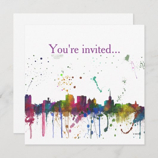 BUFFALO NEW YORK SKYLINE - Invitations (Devant / Derrière)