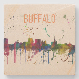 BUFFALO NEW YORK SKYLINE - Onderzetter met steen