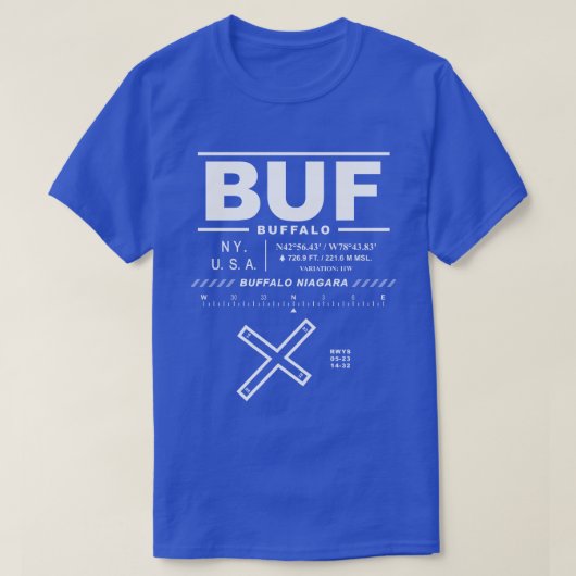 Buffalo Niagara International Airport BUF T-Shirt (Design devant)