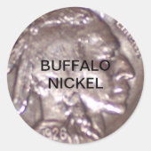 Buffalo Nickel Ronde Sticker (Voorkant)