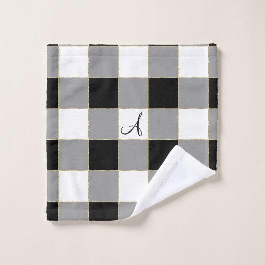 Buffalo noir et or avec le monogramme fait sur (Gant de toilette)