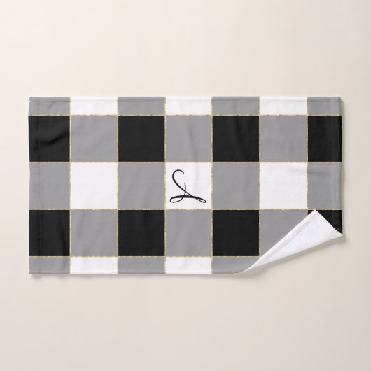 Buffalo noir et or avec le monogramme fait sur (Serviette à main)