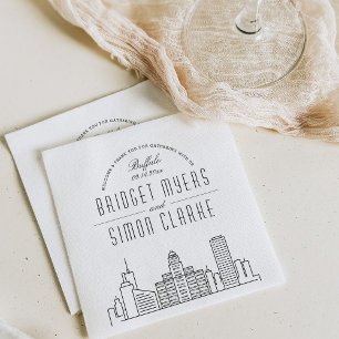 Buffalo, NY Deco Skyline   Weddenschap Napkins Servet