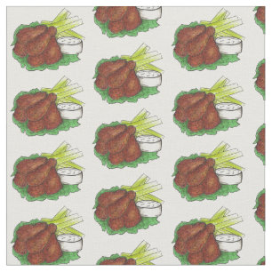 Buffalo, NY Hot BBQ Chicken Wings Food Fabric Stof