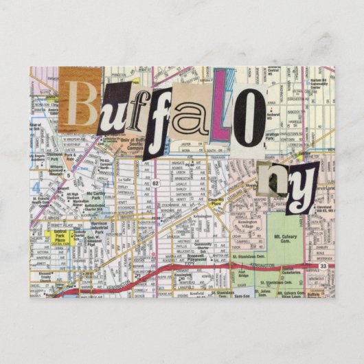 Buffalo NY Maps Carte postale Collage (Devant)