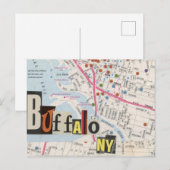 Buffalo NY Maps Carte postale Collage 36 (Devant / Derrière)