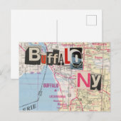 Buffalo NY Maps Carte postale Collage 39 (Devant / Derrière)