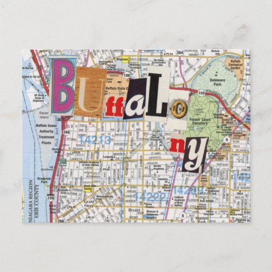 Buffalo NY Maps Carte postale Collage 40 (Devant)
