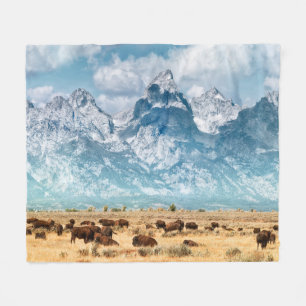 Buffalo onder het Grand Teton-gebergte Fleece Deken