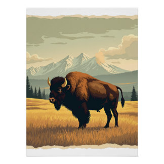 Buffalo op de vlakte poster perfect poster