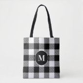Buffalo Pattern Monogram Holiday Black en White Draagtas (Voorkant)