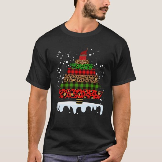 Buffalo Plaid and Leopard Christmas Tree  1 T-shirt (Voorkant)