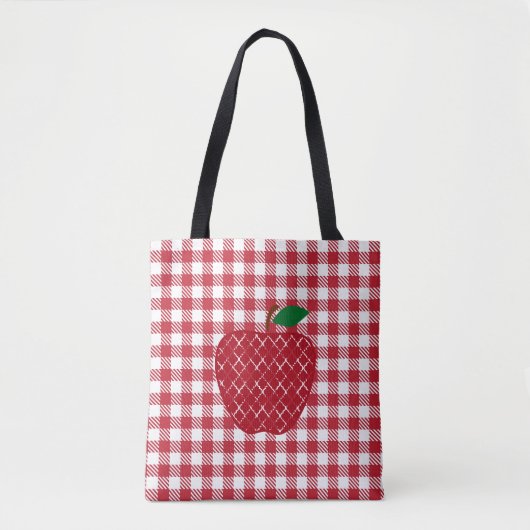 Buffalo Plaid Apple Teacher Draagtas (Voorkant)