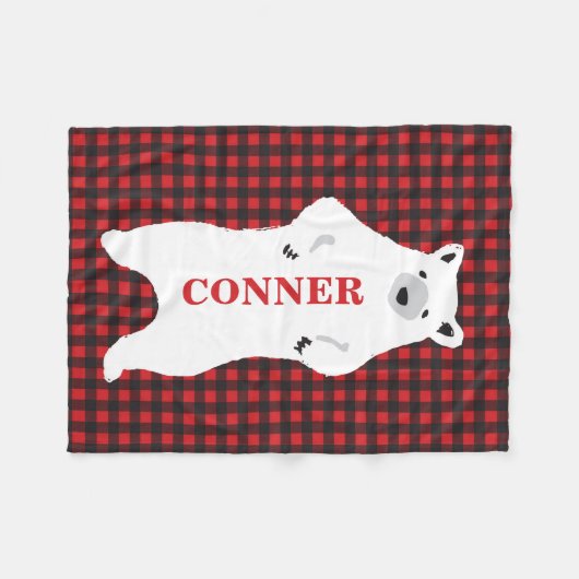 Buffalo plaid beer staande gepersonaliseerde deken (Voorkant (Horizontaal))