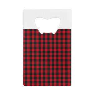 Buffalo plaid Black en Red Pattern Kredietkaart Flessenopener