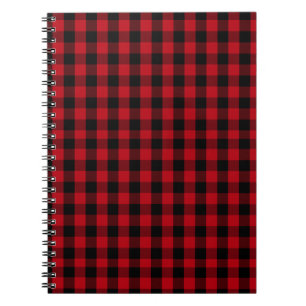 Buffalo plaid Black en Red Pattern Notitieboek