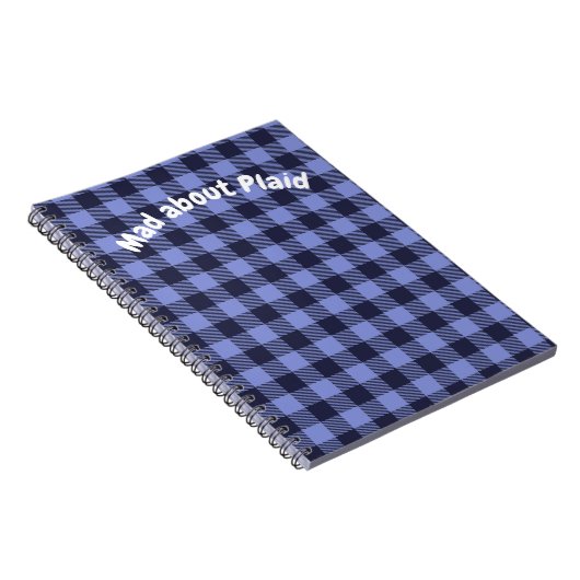 Buffalo Plaid Blauw & Zwart Monogram Eenvoudig | Notitieboek (Rechterzijde)