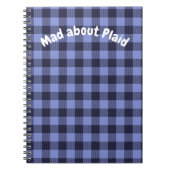 Buffalo Plaid Blauw & Zwart Monogram Eenvoudig | Notitieboek (Voorkant)