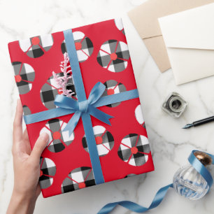 Buffalo Plaid Bloem Op Rood Cadeaupapier