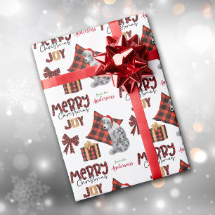 Buffalo Plaid Blue Merle Aussie Dog Christmas Cadeaupapier