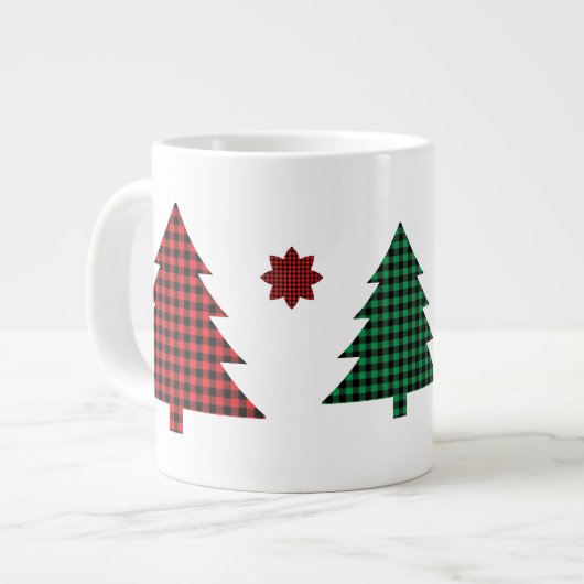 Buffalo Plaid Bomen Extra Grote Beker (Voorkant links)