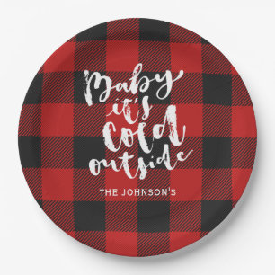 Buffalo Plaid Borstel Schrift Het Is Koud Buiten N Papieren Bordje