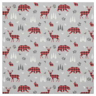 Buffalo Plaid Bosdieren Patroon Stof