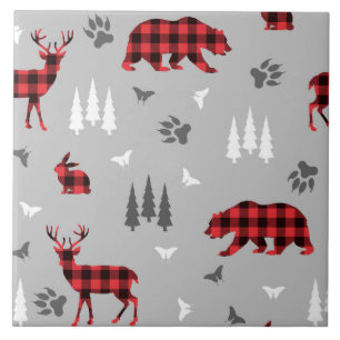 Buffalo Plaid Bosdieren Patroon Tegeltje