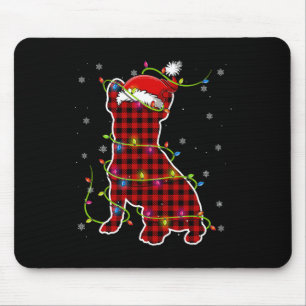 Buffalo Plaid Bulldog Santa Kerstmis Pyjama Match Muismat