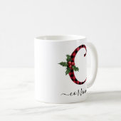 Buffalo Plaid C Monogramme Café de Noël Mug (Devant droit)