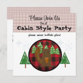 Buffalo Plaid Cabine Fête Invitation (Devant / Derrière)