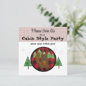Buffalo Plaid Cabine Fête Invitation (Debout devant)