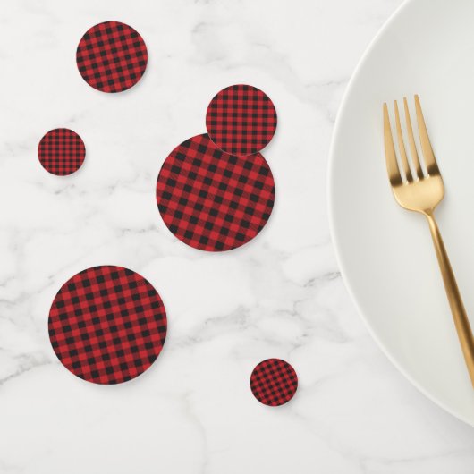 Buffalo Plaid Check Red Black Confetti (Groupe)