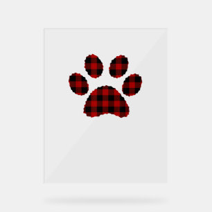 Buffalo Plaid Chien Empreinte de patte ou Amoureux