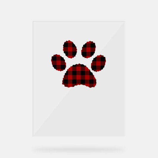 Buffalo Plaid Chien Empreinte de patte ou Amoureux (Recto)